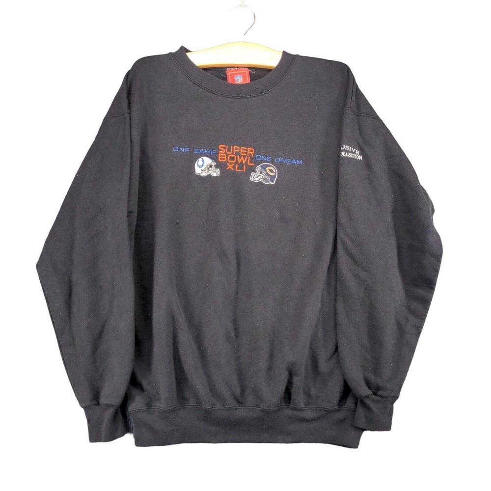 NFL Super Bowl XLI Sweatshirt Men's L Black Colts Bears Logo